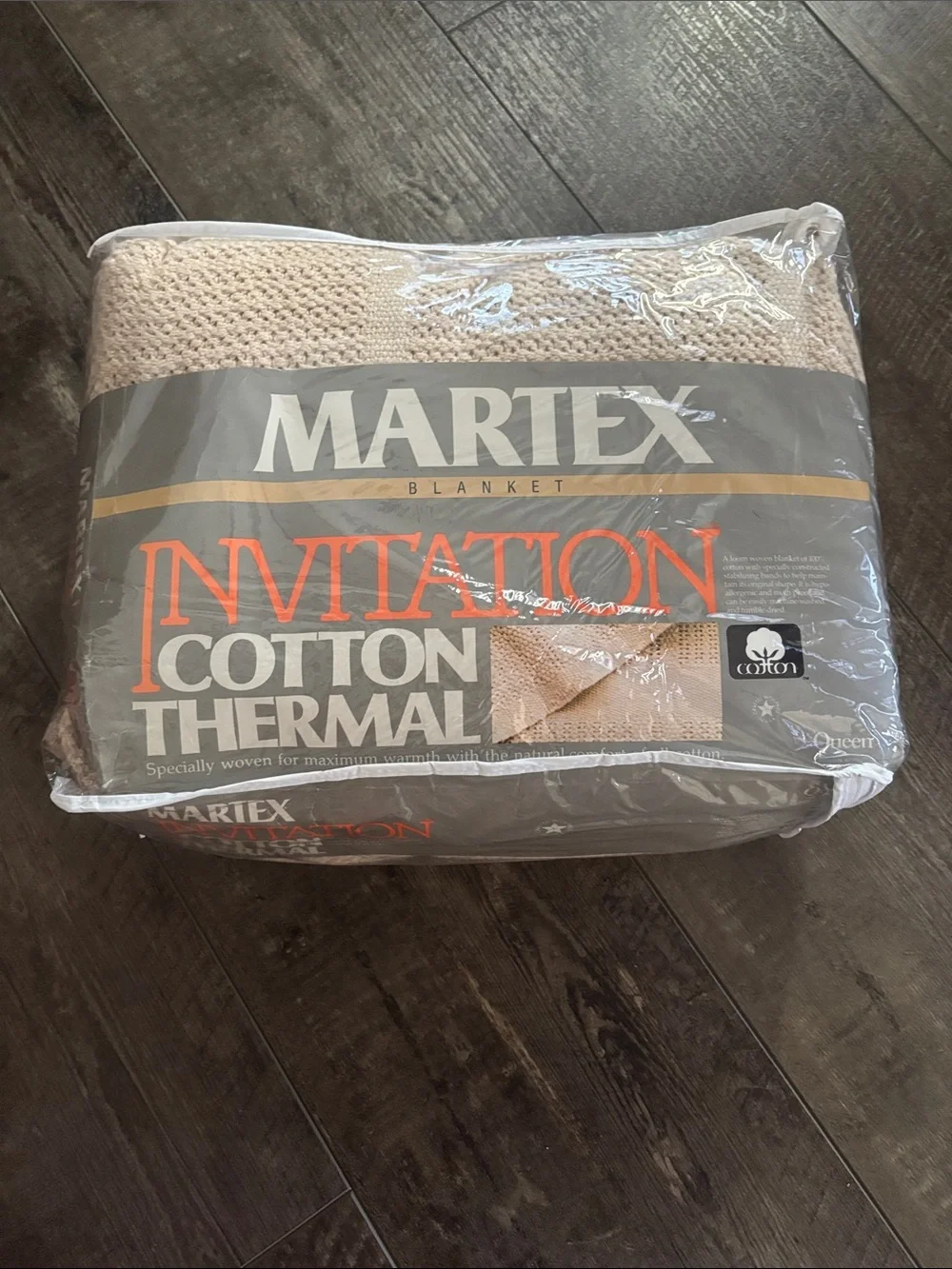 Cotton Thermal Blanket Beige Size Queen 90x90